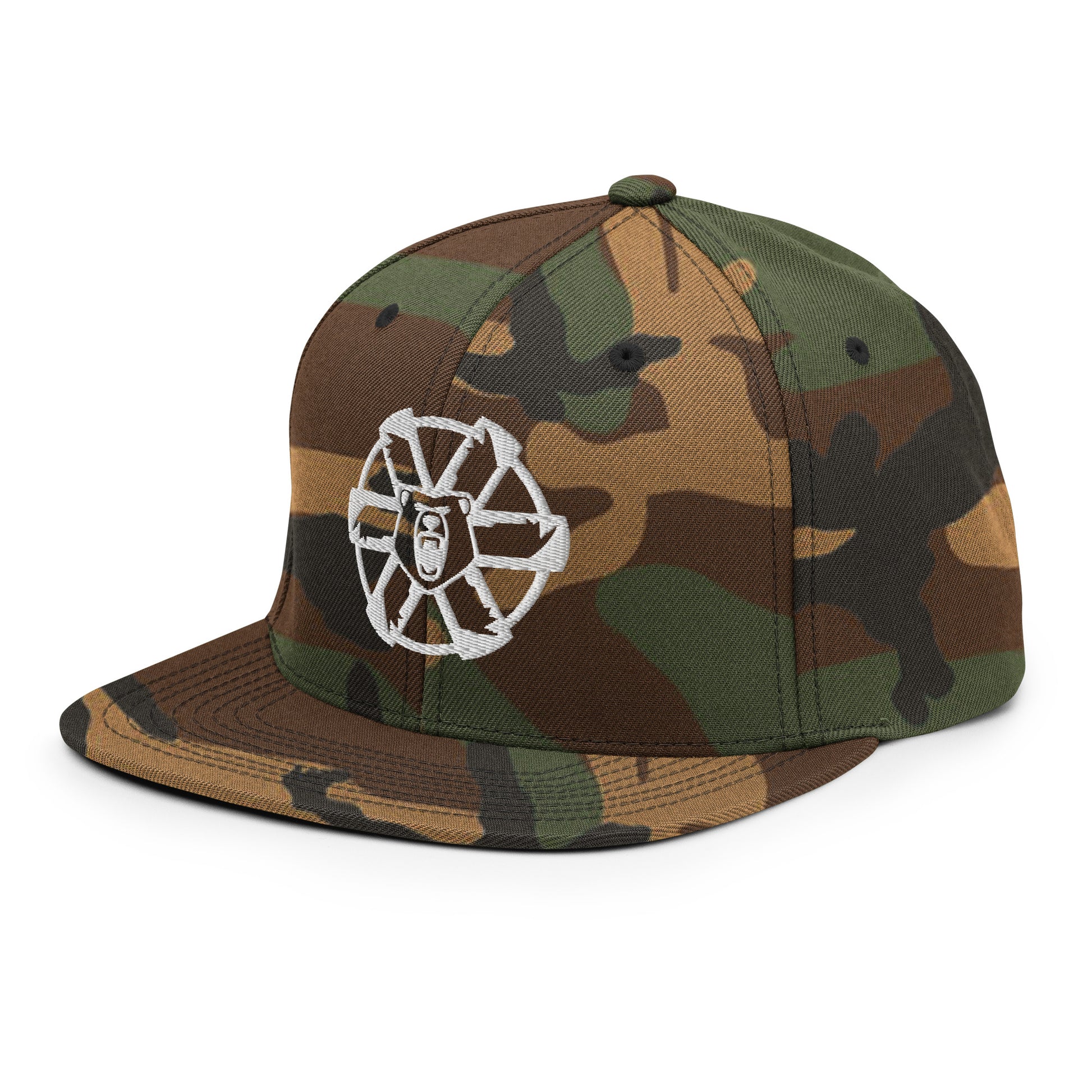 Battletech Clan Ghost Bear Snapback Hat – Camouflage Front View