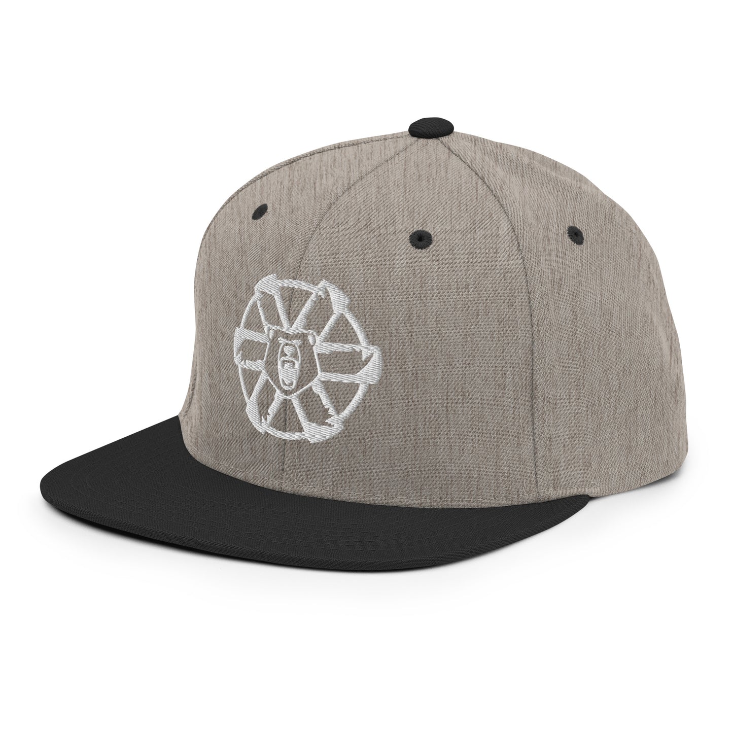 Battletech Clan Ghost Bear Snapback Hat – Heather and Black Front View