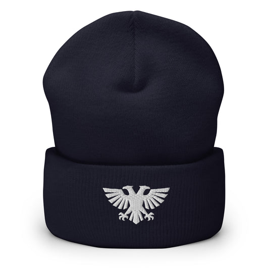 Navy Völkur Peak Forge Warhammer 40K logo beanie tabletop gaming headwear