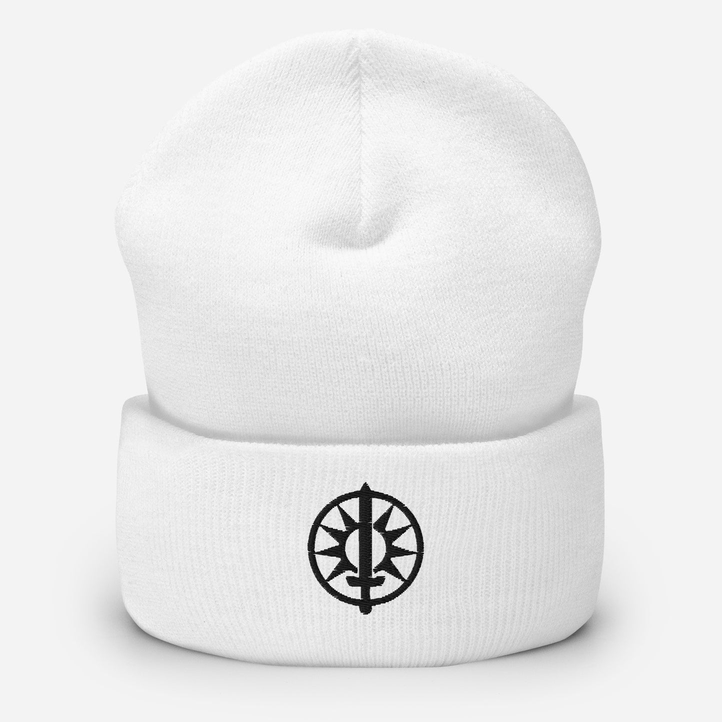 House Davion style BattleTech-inspired beanie in white, sci-fi knit hat for MechWarrior fans
